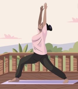 Mujer de 40 años haciendo yoga para recuperar energía y bienestar